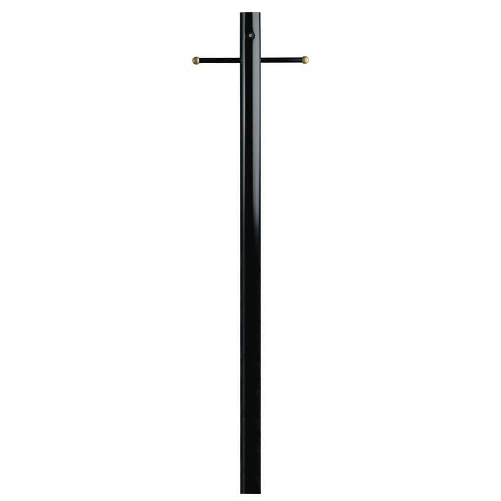 Black Steel Lantern Post with Ground Convenience Outlet and Dusk to Dawn Sensor - Hercitys