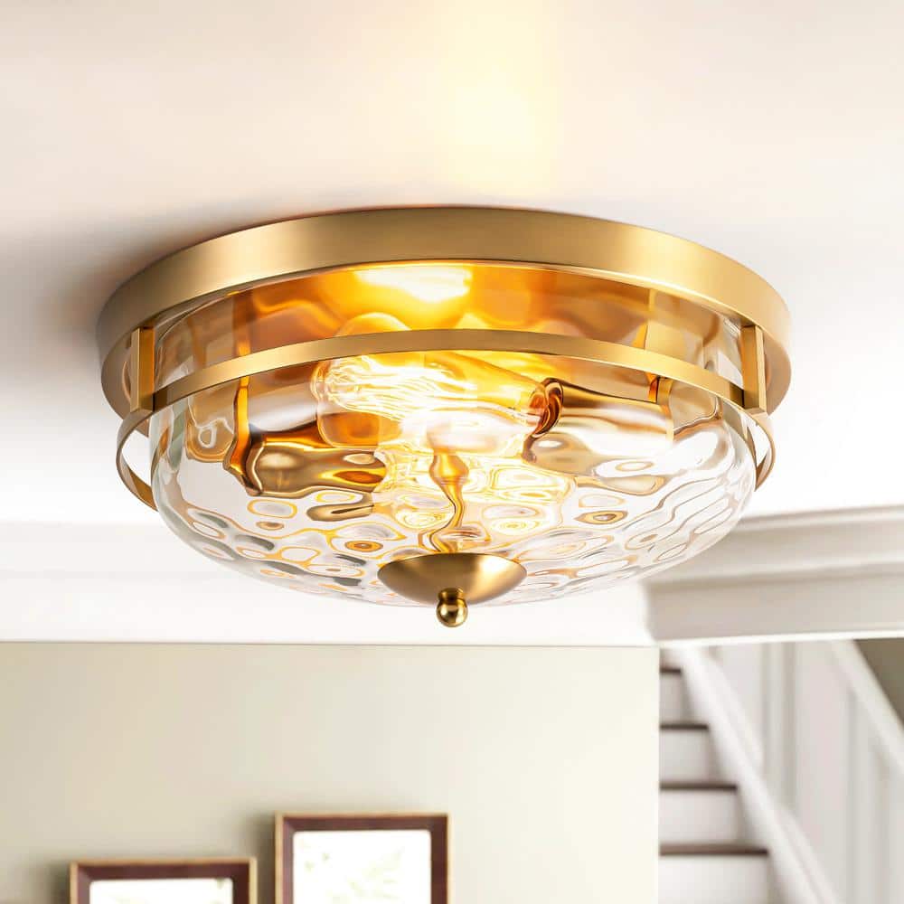 Wendy 12.9 in. 2-Light Brushed Gold Flush Mount Light - Hercitys