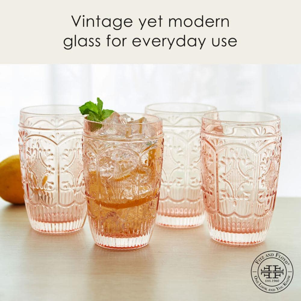 Trestle 12 oz Blush Highball Glass Set (Set of 4) - Hercitys