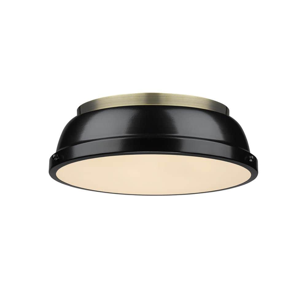 Duncan AB 2-Light Aged Brass Flush Mount Light - Hercitys