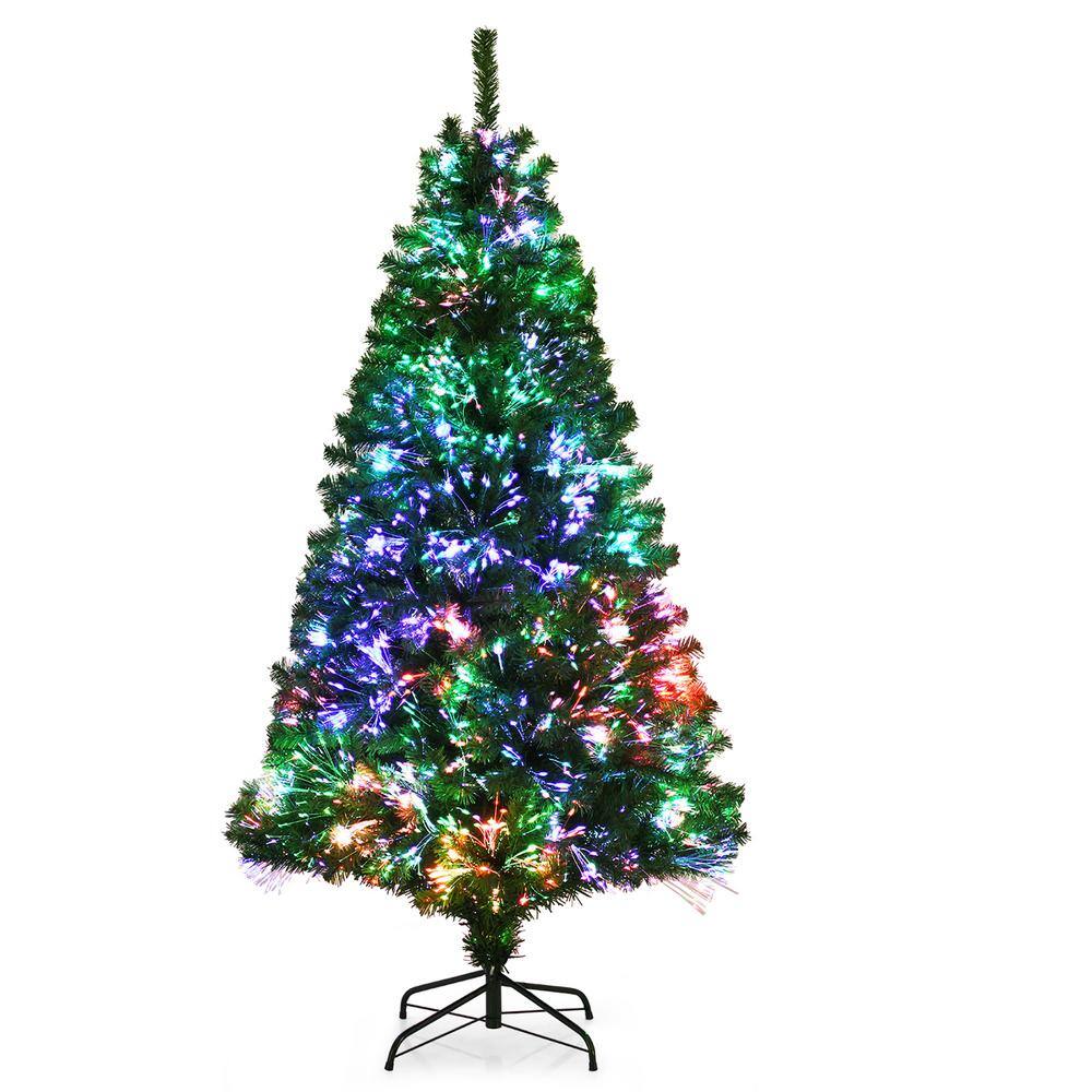 6 ft. Pre-lit Artificial Christmas Tree Fiber Optic Xmas Tree Holiday Decor - Hercitys