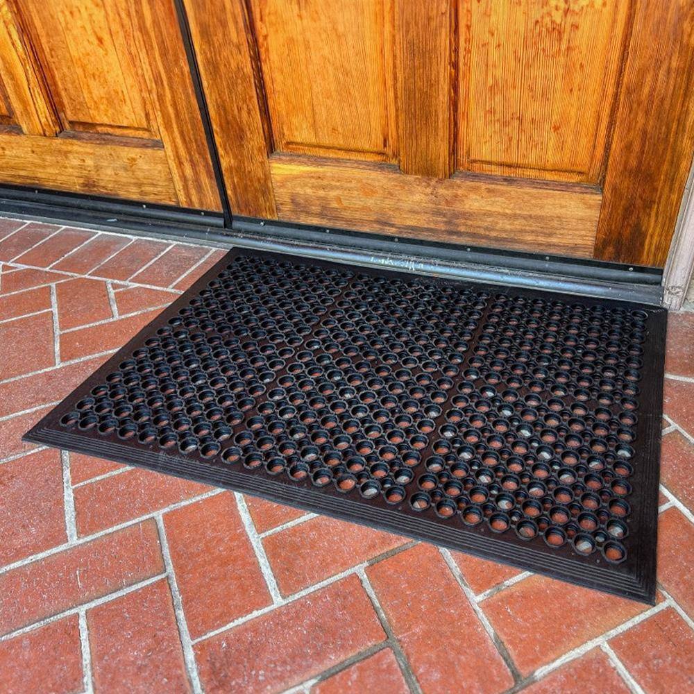 Anti Fatigue Black 24 in. x 36 in. Rubber Non-Slip Commercial Indoor Outdoor Floor Mat – 2 Pack - Hercitys