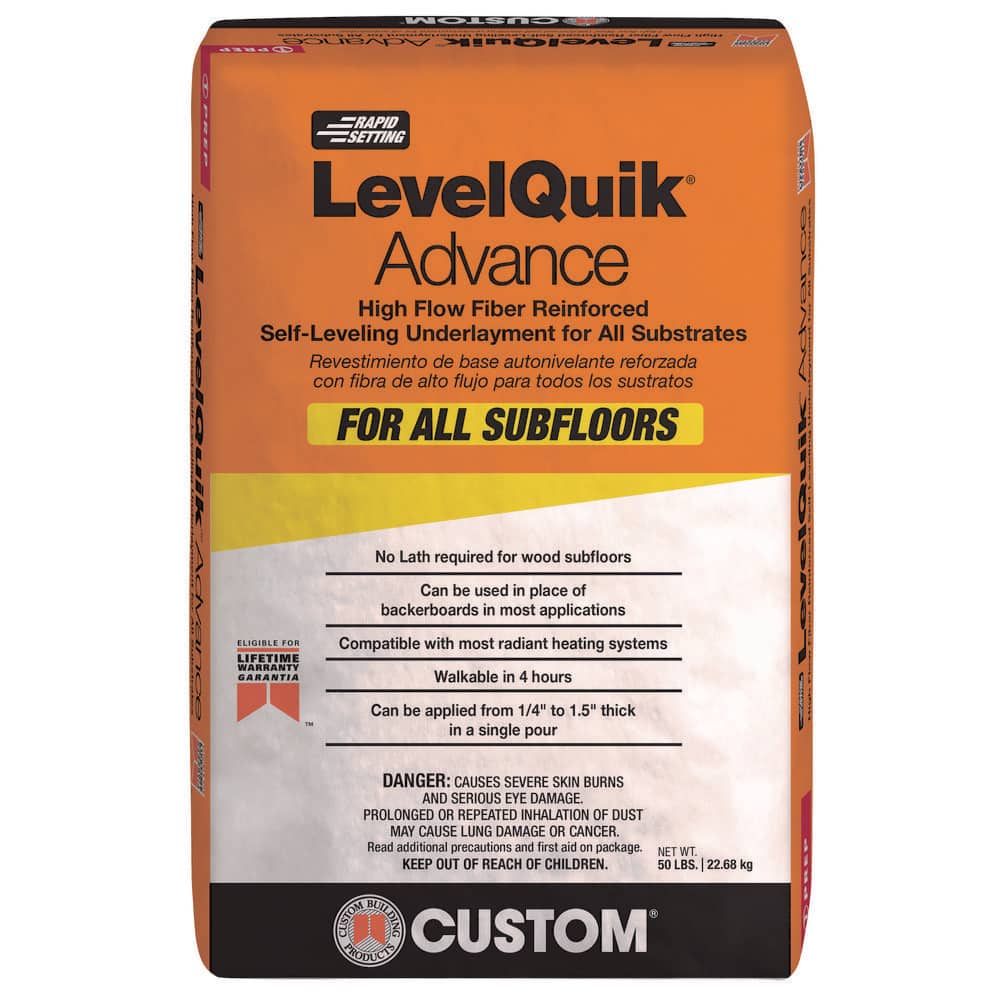 LevelQuik Advance 50 lb. Indoor Fiber Reinforced Concrete Compound Self-Leveling Underlayment for Wood Subfloors - Hercitys