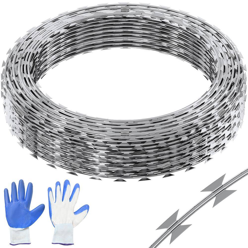 Razor Wires, 147 ft. Razor Barbed Wire, 3-Rolls Razor Wire Fencing Razor Fence, Barbed Wire Galvanized, No Power Source - Hercitys