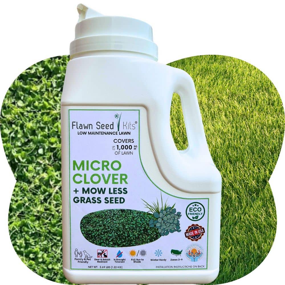Micro Clover & Mow Less Grass Seed Shaker Jug, Clover Lawn Alternative with Fescue Seed Mix, Covers Up To 1,000 Sq. ft. - Hercitys