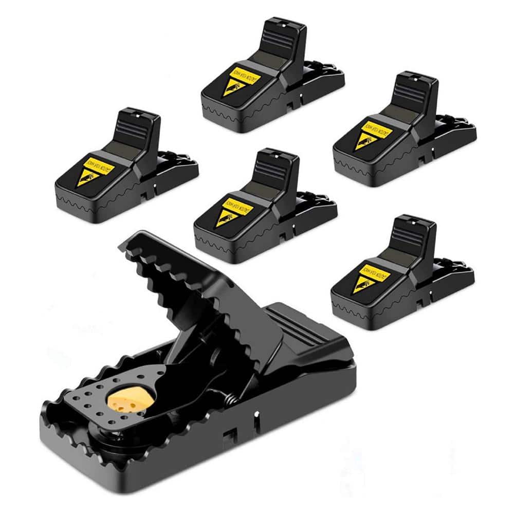 Indoor/Outdoor Mouse Rat Trap Best Snap Traps for Mouse/Mice Safe and Quick Kill Mice Traps, Black Finish (6-Pack) - Hercitys