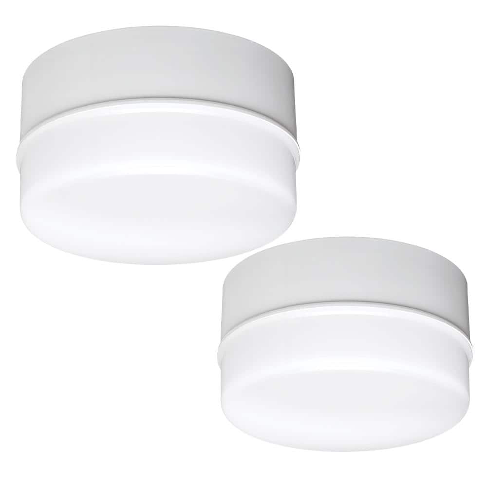 Spin Light 5 in. White LED Flush Mount Ceiling Light 600 Lumens 4000K Bright White Closet Basement Utility (2 Pack) - Hercitys