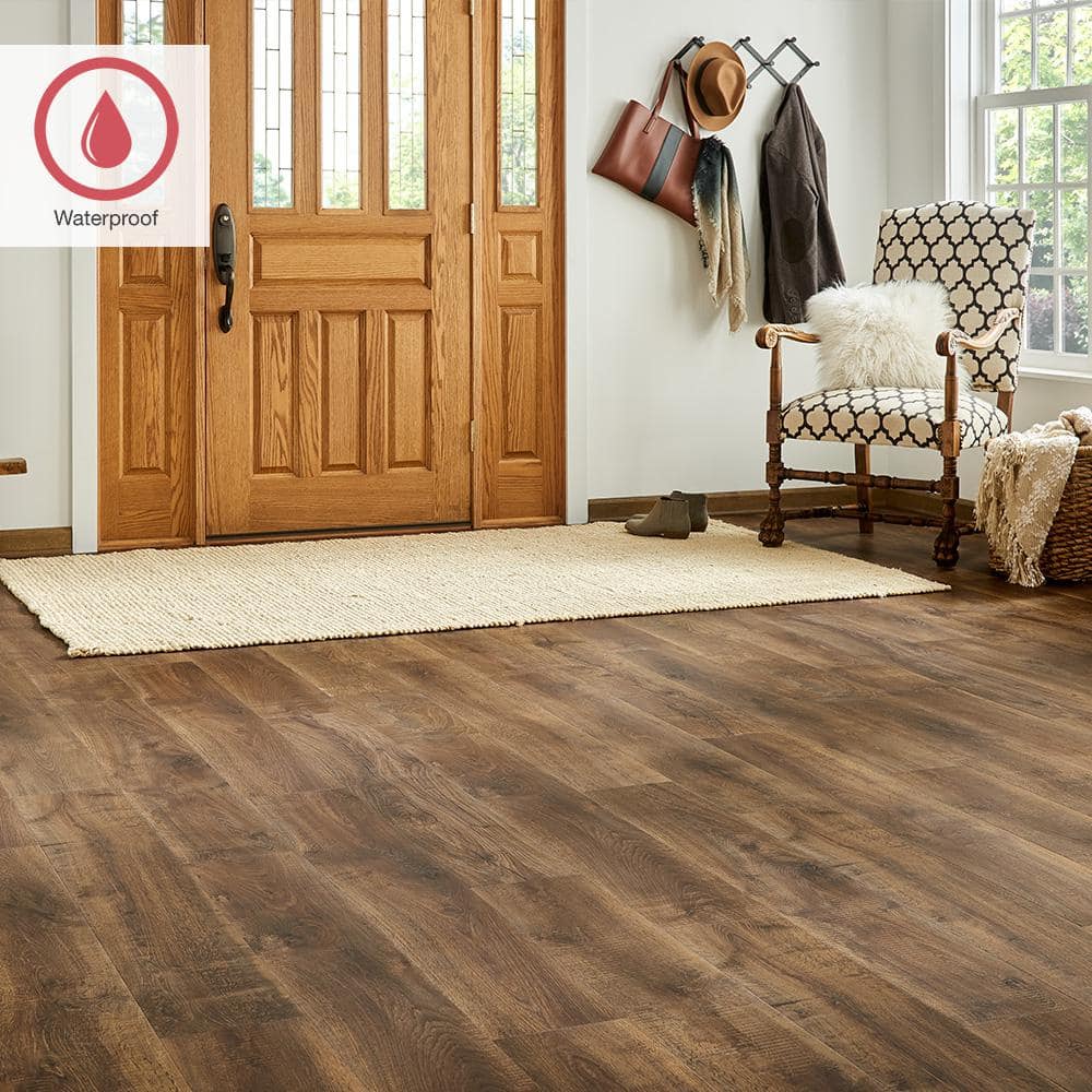 Outlast+ Cocoa Walters Oak 12 mm T x 7.4 in. W Waterproof Laminate Wood Flooring (19.63 sq. ft./case) - Hercitys