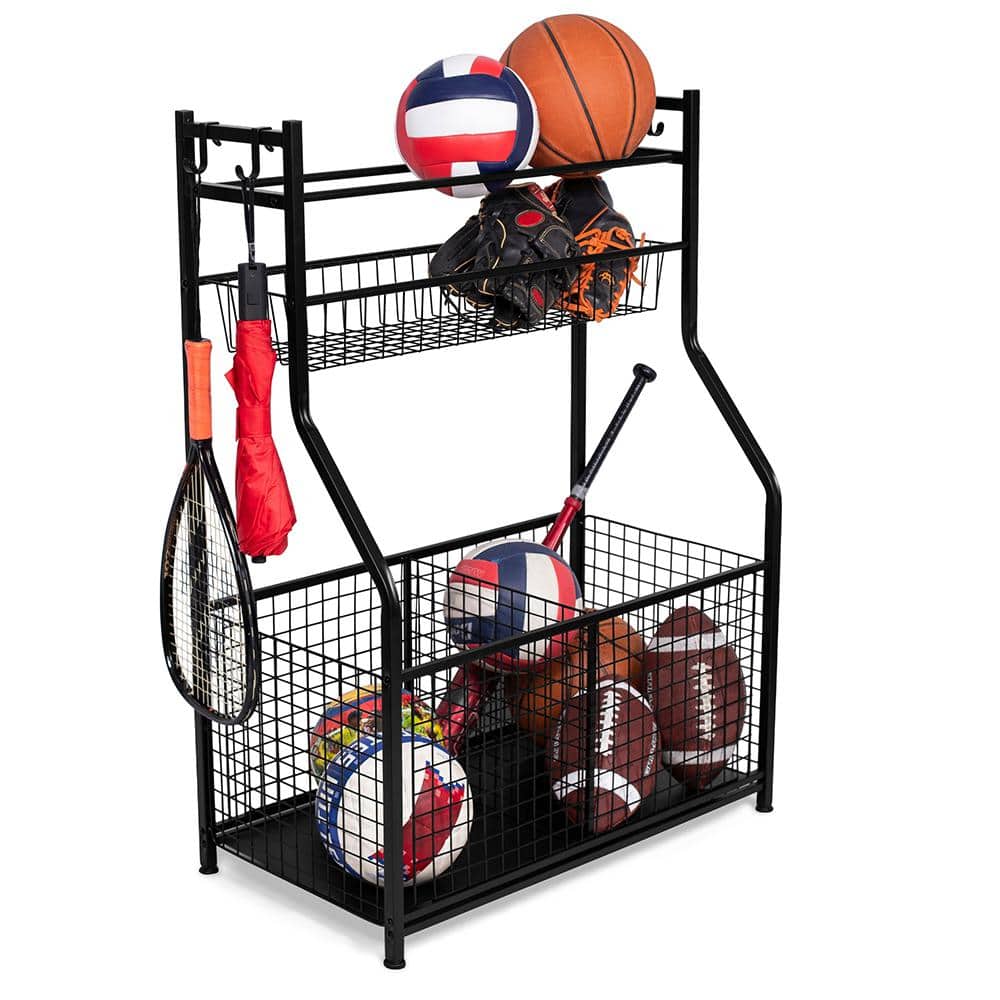 Home Sports Equipment Black 3-Tier Steel Garage Storage Shelving Unit (16.75 in. W x 43 in. H x 30.73 in. D) - Hercitys