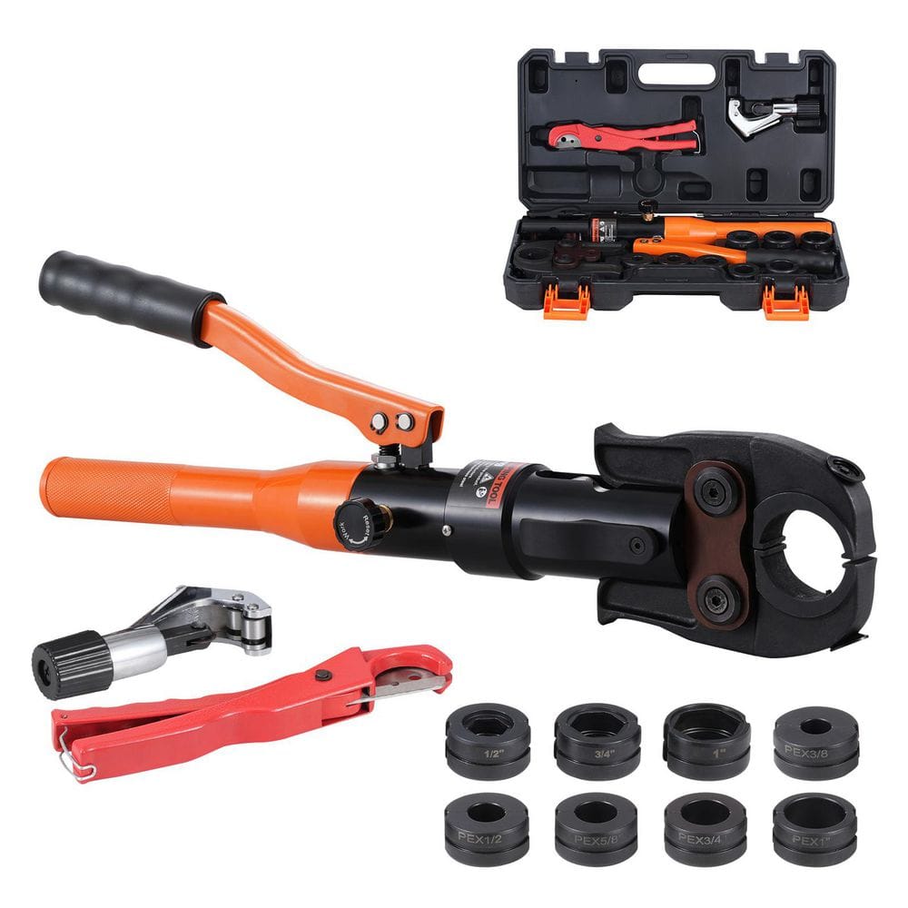 Copper Pipe Crimping Tool, Hydraulic Driven Press Tool with 1/2 in., 3/4 in., 1 in. Jaws for Copper Pipe - Hercitys
