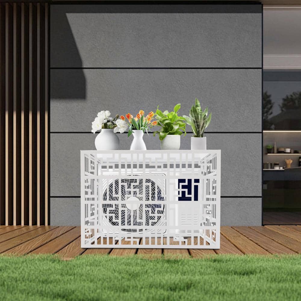 White 39 in. x 19 in. x 27 in. Aluminium Alloy Garden Fence Outdoor Metal Privacy Fence Cover Air Conditioner Cover - Hercitys