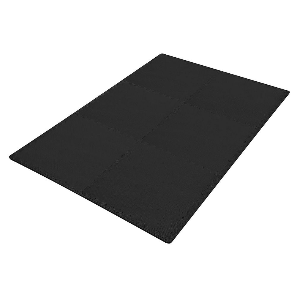 Black 24 in. W x 24 in. L x 0.5 in. T EVA Interlocking Foam Gym Flooring Mat (6 Tiles/Pack) (24 sq. ft.) - Hercitys