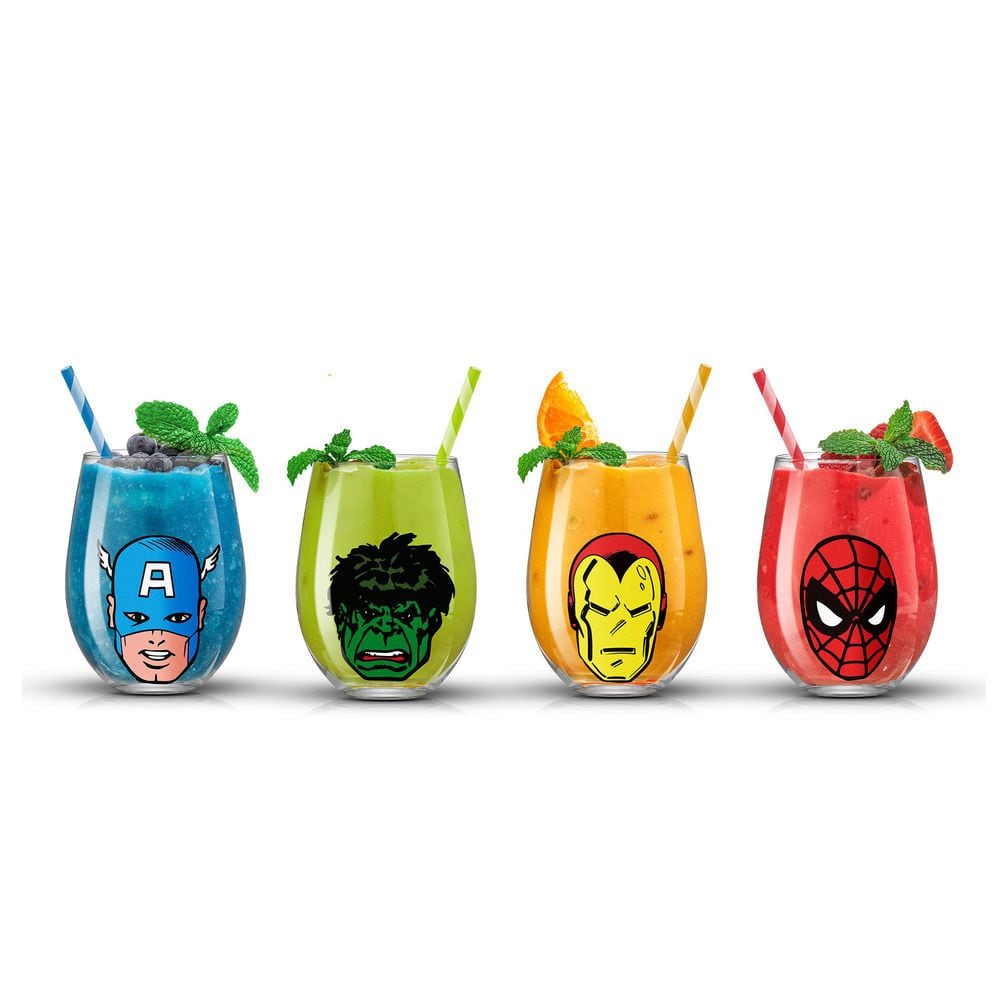 JoyJolt Marvel Spiderman Hero’s Stemless, 19-ounce, Set of 4 - Hercitys