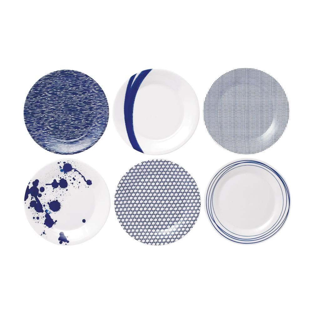 Pacific Mixed Patterns Blue and White Accent Plates (Set of 6) - Hercitys