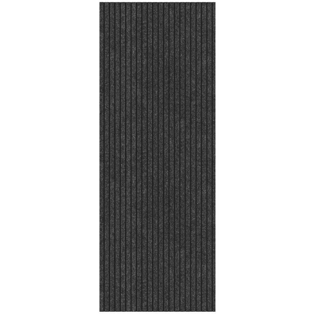 Lifesaver Scrape Rib Non-Slip Custom Long Hallway Runner Rug 2 ft. x 6 ft. Black Ribbed Polyester Garage Flooring - Hercitys