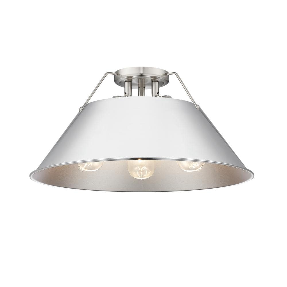 Orwell 18.75 in. 3-Light Pewter and Chrome Flush Mount - Hercitys