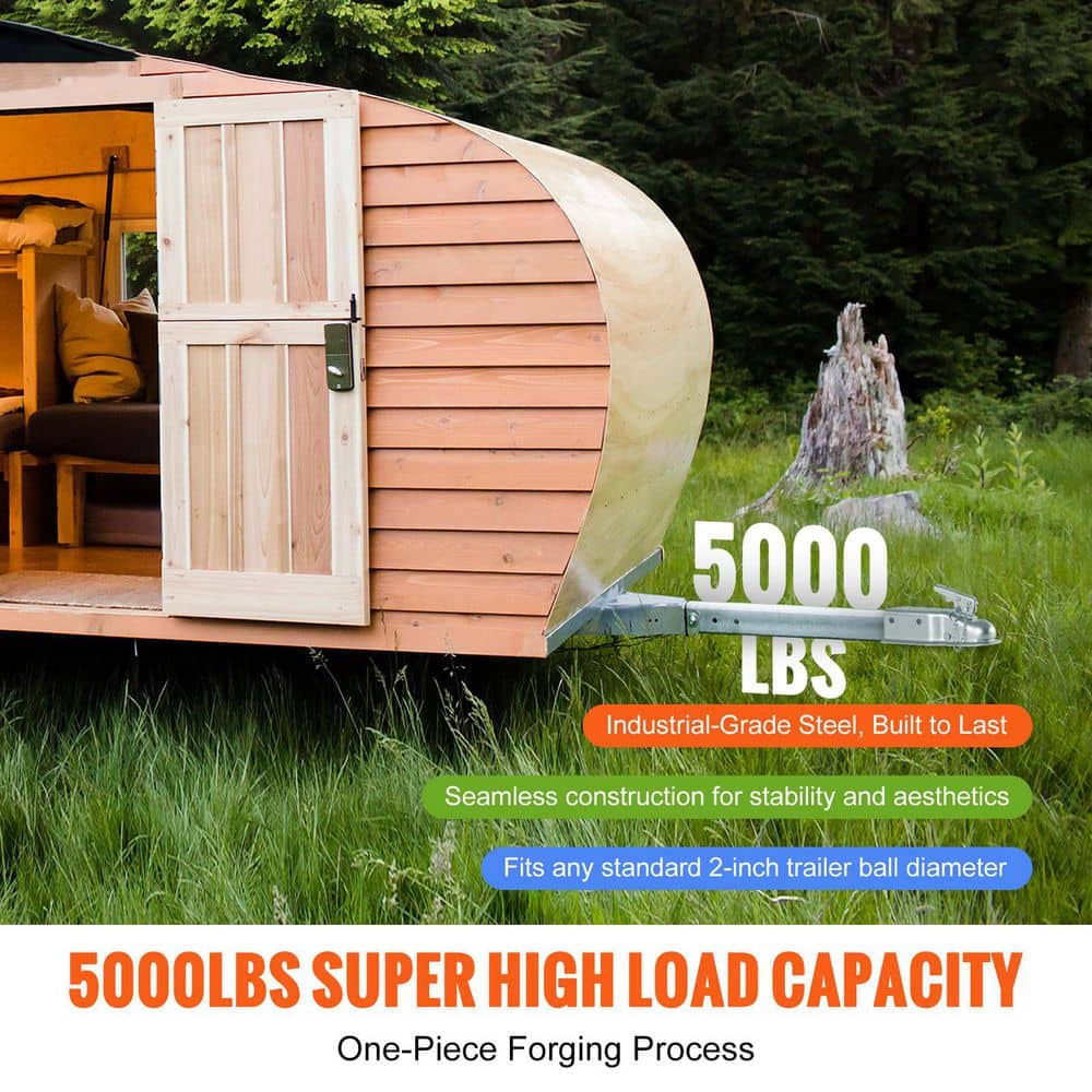 Straight Trailer Coupler, for 2 in. Hitch Ball, 3 in. Channel, 5,000 lbs. Capacity, Heavy Duty Trailer Tongue Coupler - Hercitys