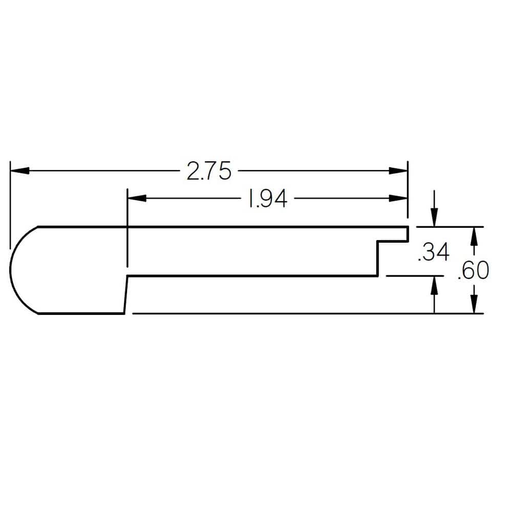 Smithy 0.375 in. Thick x 2.78 in. Wide x 78 in. Length Hardwood Stair Nose - Hercitys