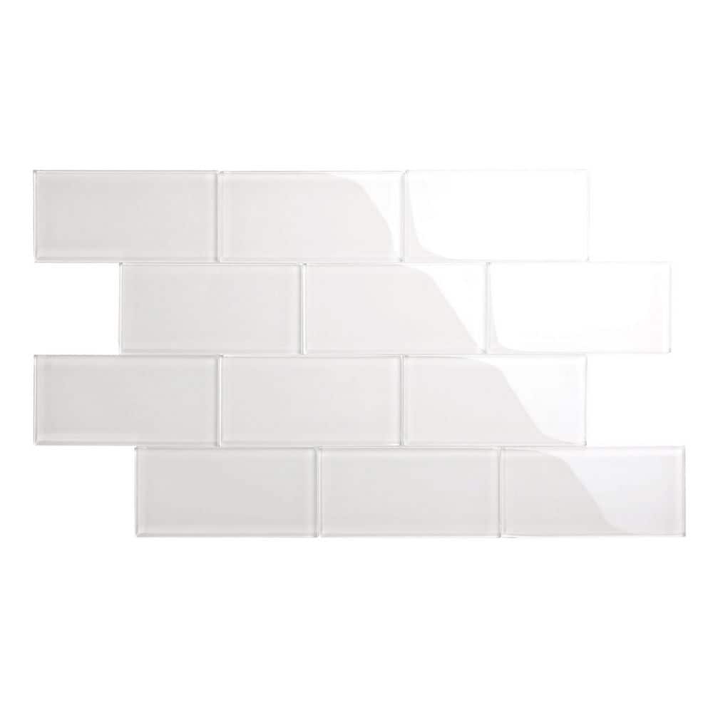 Alabaster 3 in. x 6 in. x 8mm Glass Subway Wall Tile (5 sq. ft./Case) - Hercitys