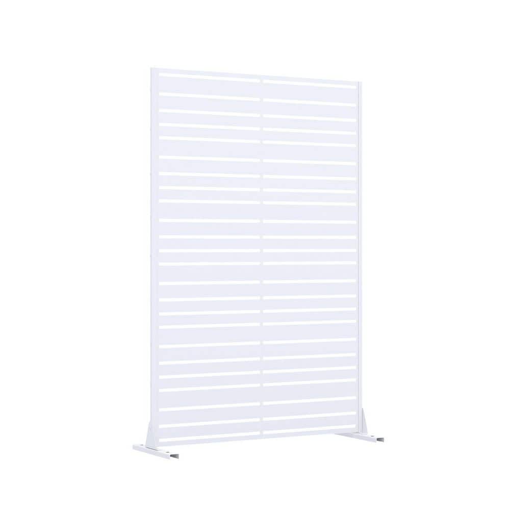 72 in. x 47 in. White Galvanized Steel Garden Fence - Hercitys