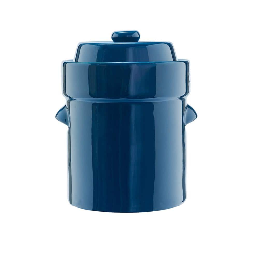 5L Blue Traditional Water-Seal Fermentation Crock Set - Hercitys