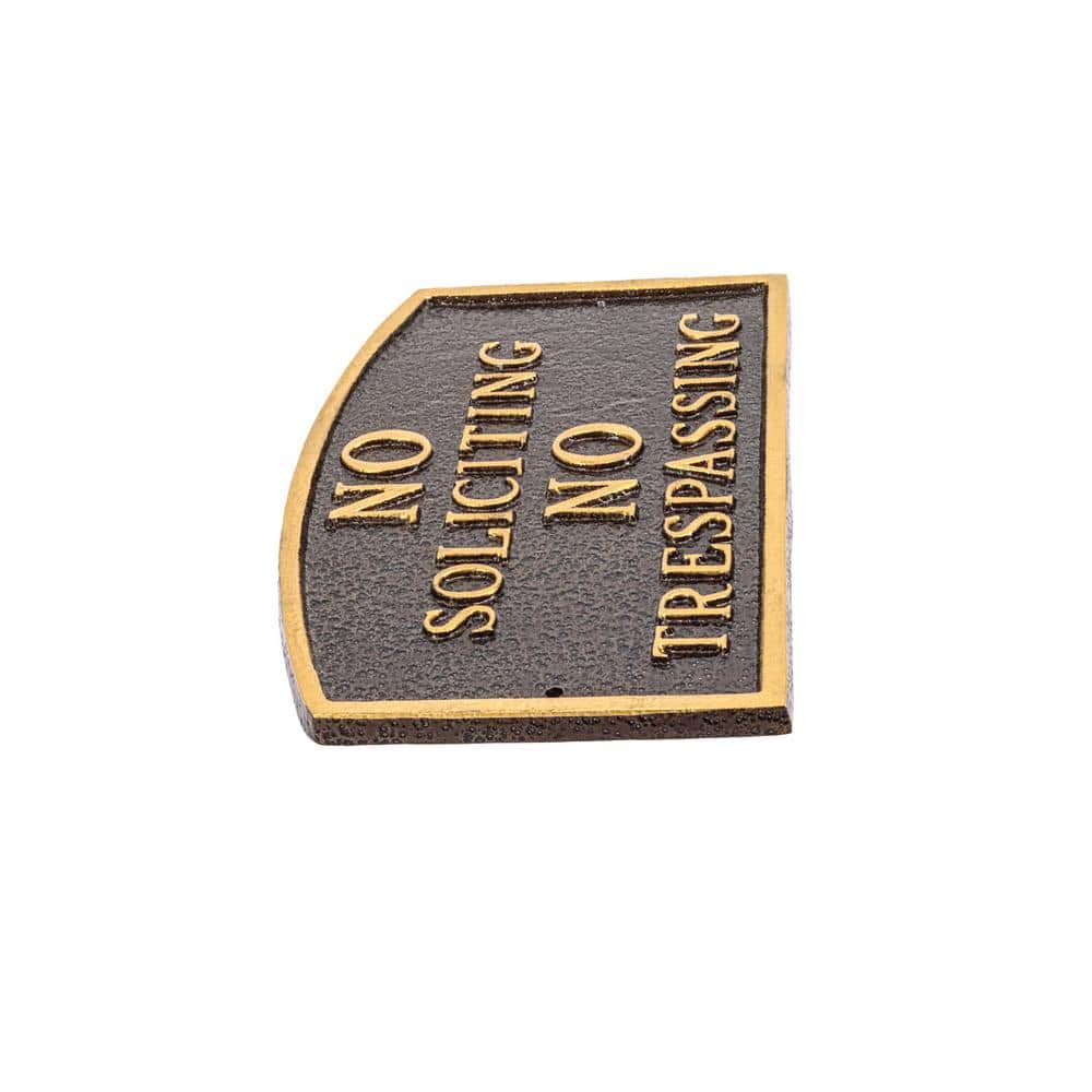 No Soliciting, No Trespassing Arch Small Statement Plaque – Hammered Bronze - Hercitys
