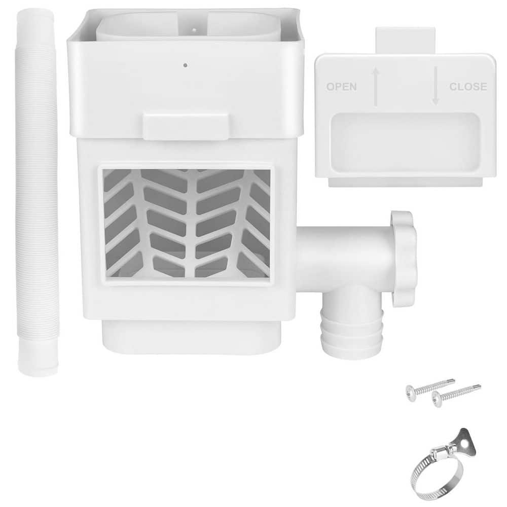 White Rain Barrel Diverter Kit with Adjustable Valve, Gutter Filter and 5 ft. Hose for 2″ x 3″ or 3″ x 4″ Residential - Hercitys