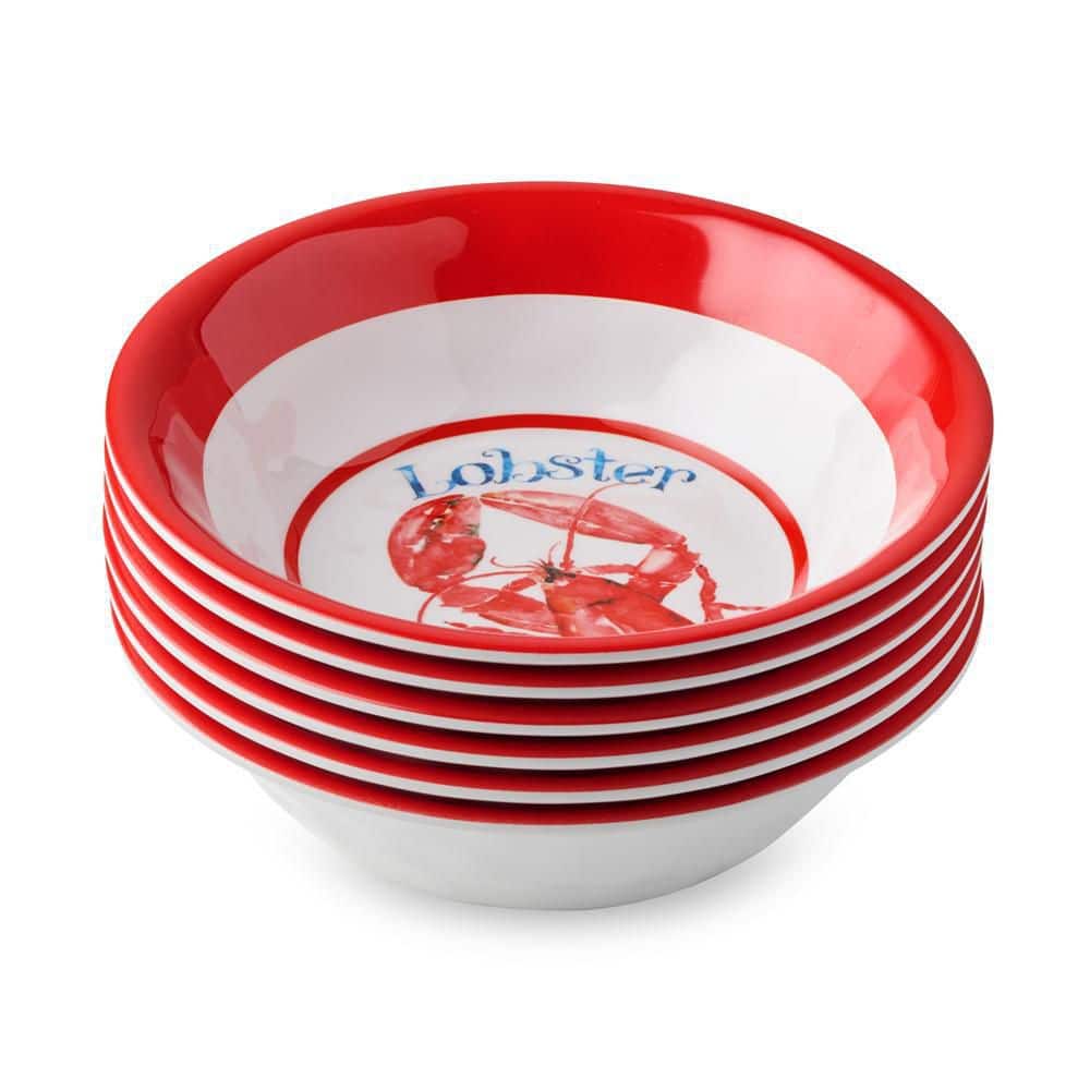 Beach House Lobster 22 fl. oz. Multi-Colored Melamine All Purpose Bowl (Set of 4) - Hercitys