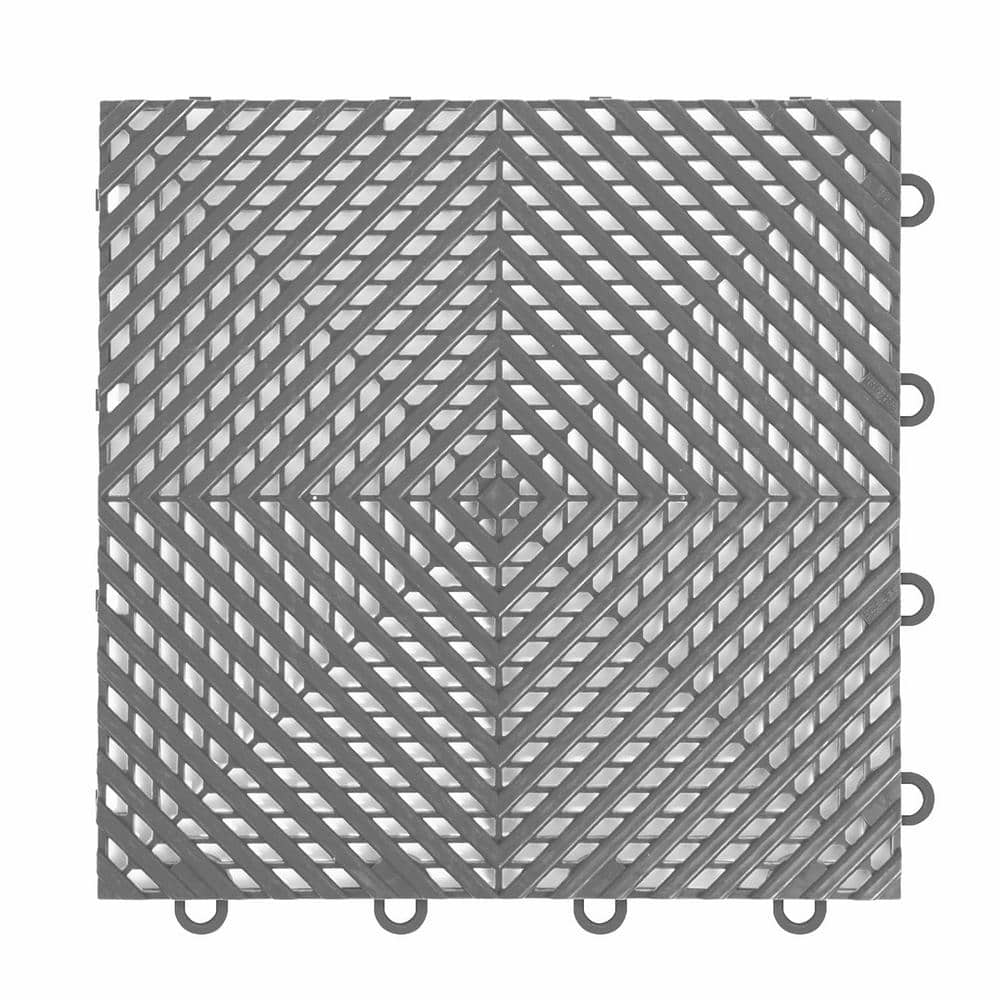 Nitro Vented 3/8 in. Garage Tiles, Graphite, 12 in. x 12 in., 16-Pack, Covers 16 sq. ft., Interlocking Floor Tiles - Hercitys