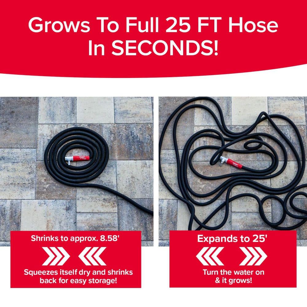Silver Bullet 2.0 Expandable Garden Hose 3/4 in. x 25 ft. with Turbo Shot Nozzle - Hercitys