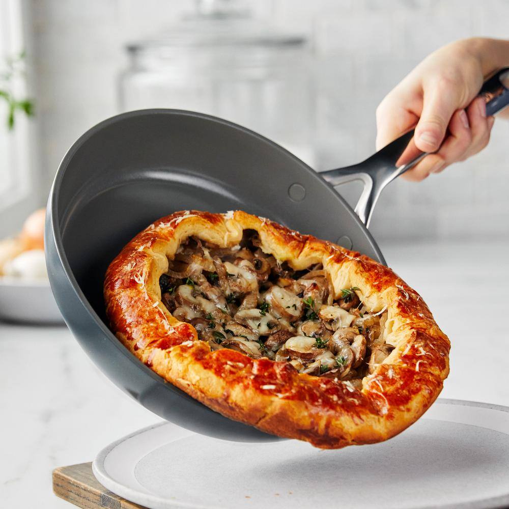 GP5 2-Piece Aluminum Hard-Anodized Healthy Ceramic Nonstick 9.5 in. and 11 in. Frying Pan Set in Slate Grey - Hercitys