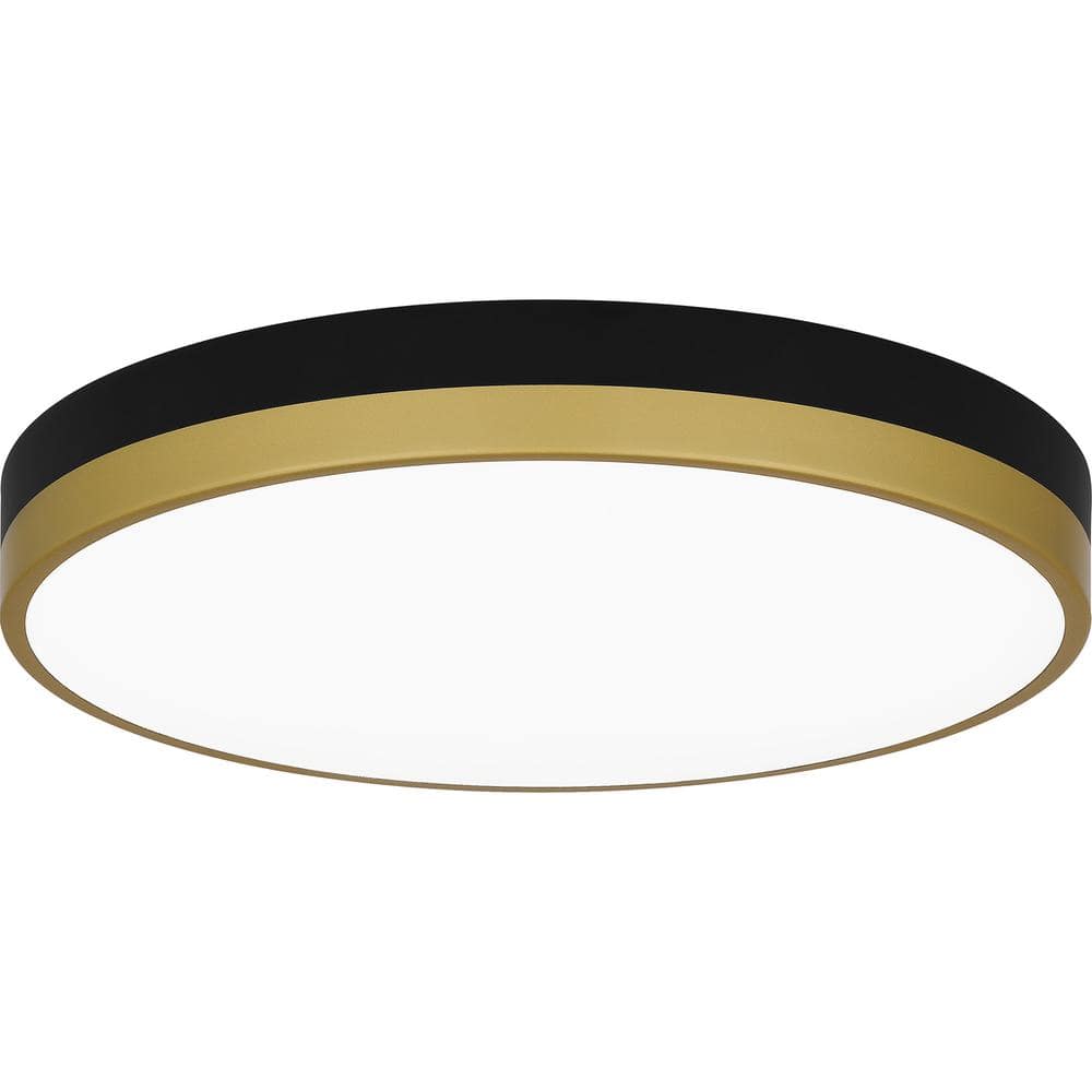 Weldin 15 in. Matte Black Gold LED Flush Mount - Hercitys