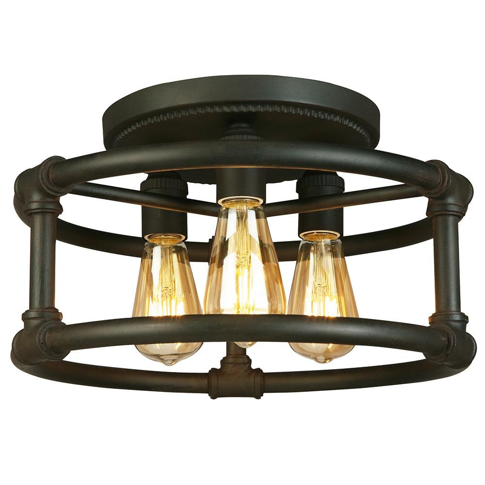 Wymer 15 in. W x 8.62 in. H 3-Light Matte Bronze Semi-Flush Mount - Hercitys