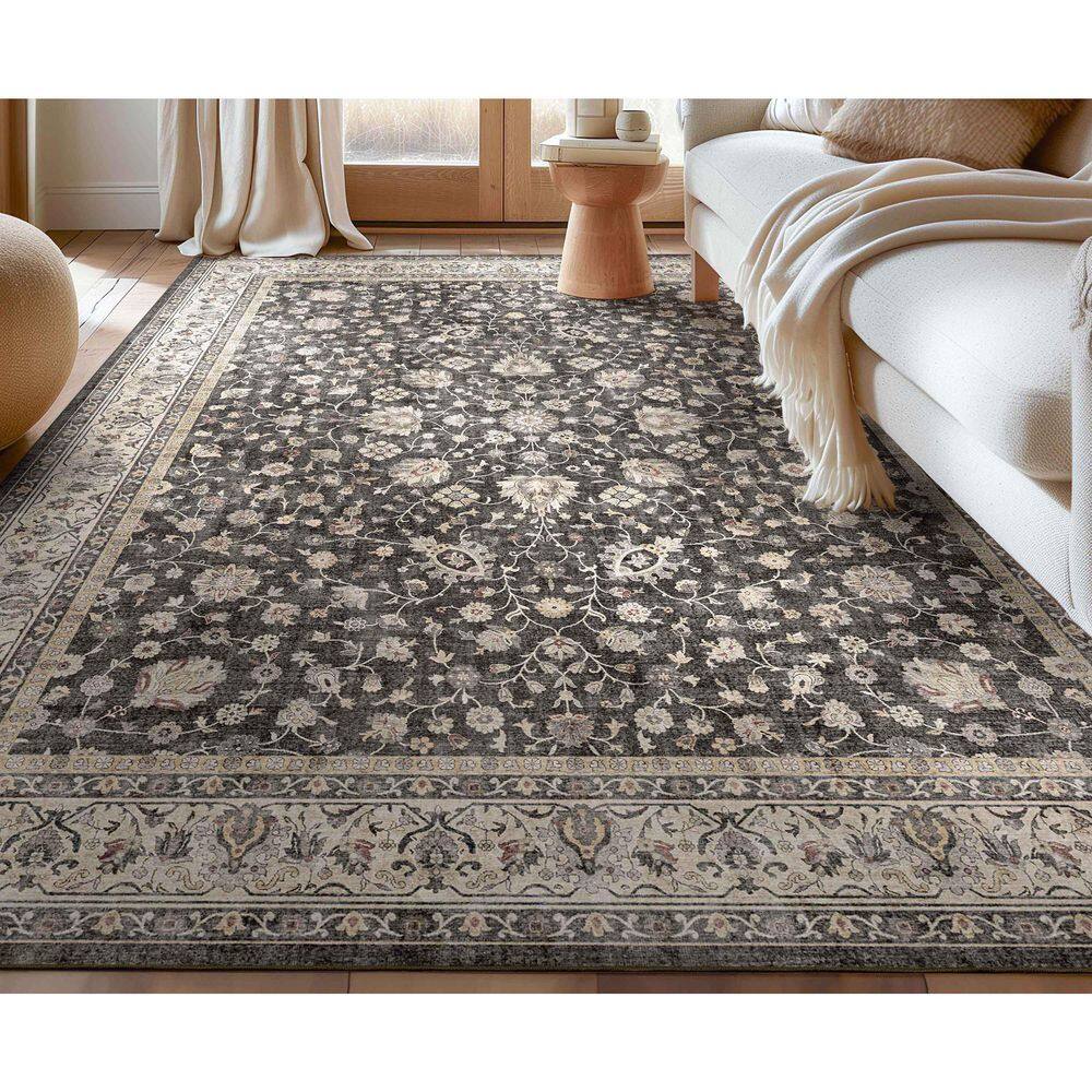 Asha Rome Vintage, Oriental Persian, Black 5 ft. 3 in. x 7 ft. 3 in., Area Rug - Hercitys