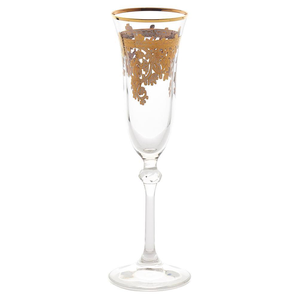Embellished 24K Gold Crystal Flute Goblets (Set of 4) - Hercitys