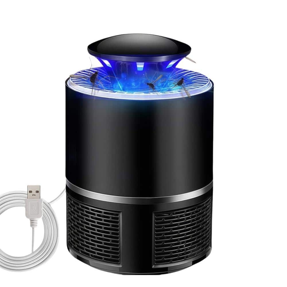 Electric Fly Zapper and Mosquito Killer Repellent with LED Light, 360° Fan Suction, Quiet, Safe and Portable in Black - Hercitys