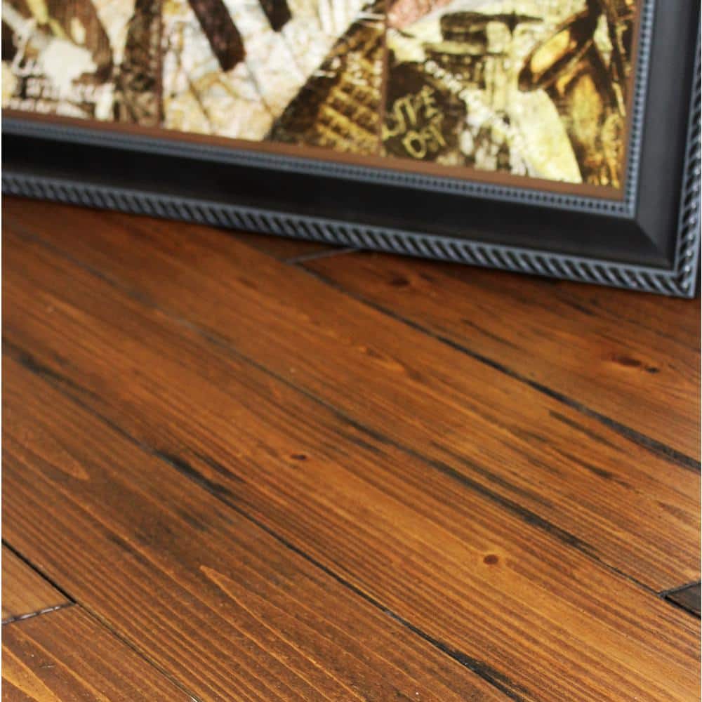 Roasted Pine 3/4 in. T x 5-1/8 in. W Hand Scraped Solid Hardwood Flooring (23.3 sq.ft./ case) - Hercitys