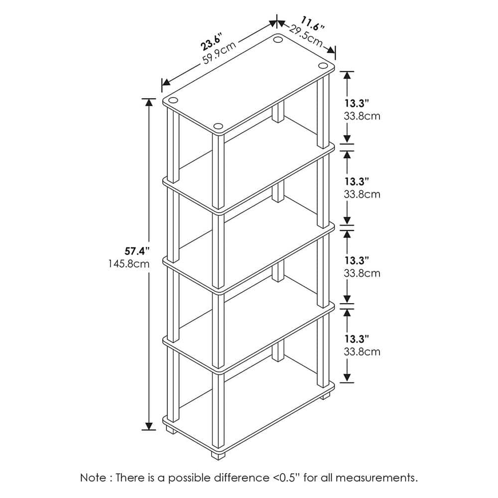 Natural 5-Tier Heavy Duty Wood Garage Storage Shelving Unit (23.6 in. W x 57.4 in. H x 11.6 in. D) - Hercitys