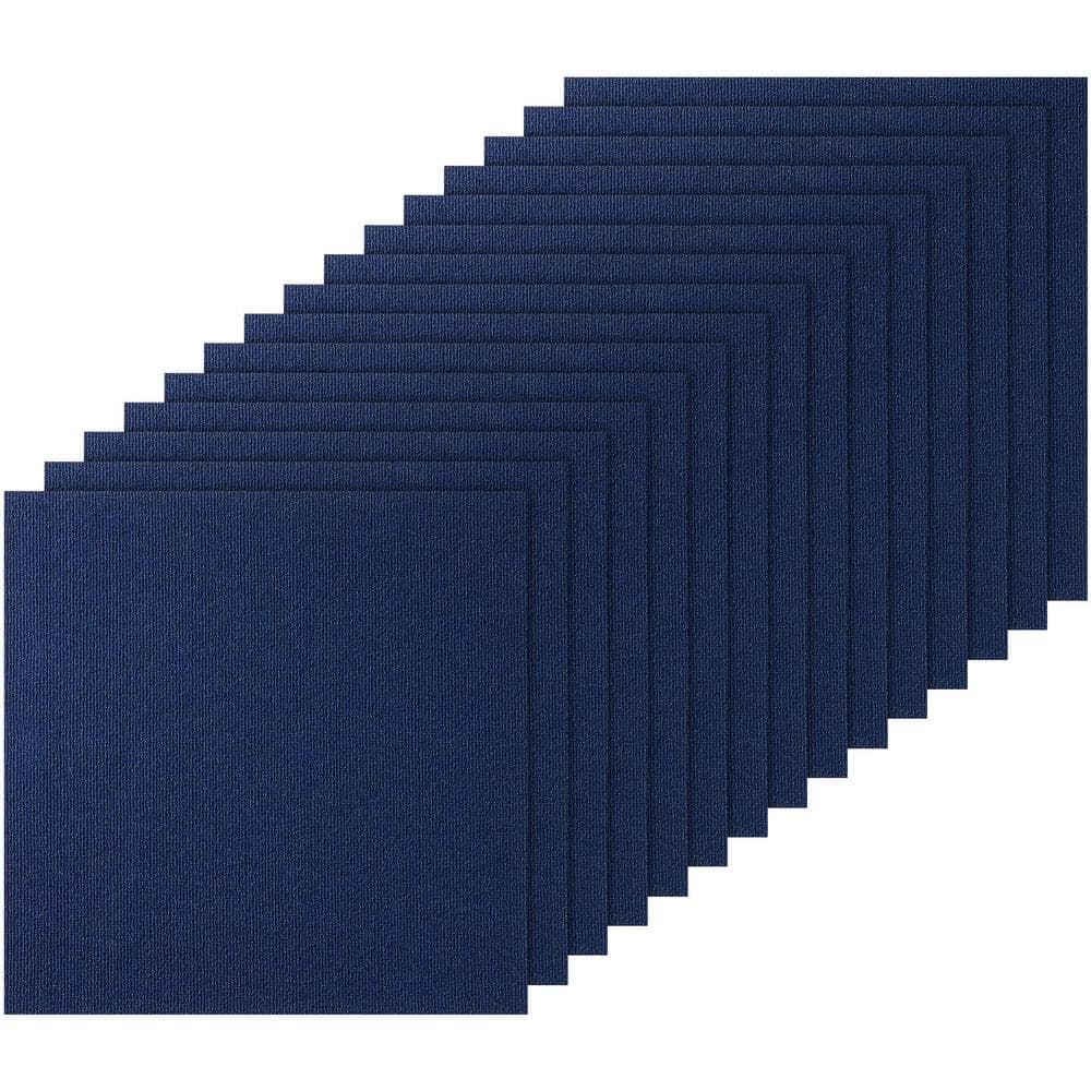 Blue Commercial Residential 24 in. x 24 in. Peel and Stick Pattern Carpet Tile Carpet Squares 60 sq. ft. - Hercitys