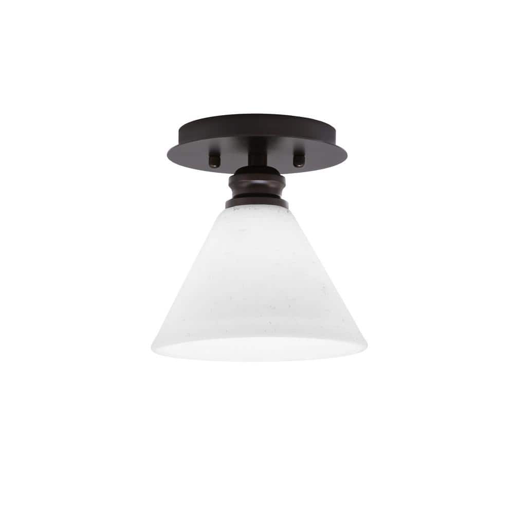 Albany 1-Light 7 in. Espresso Semi-Flush with White Muslin Glass Shade - Hercitys