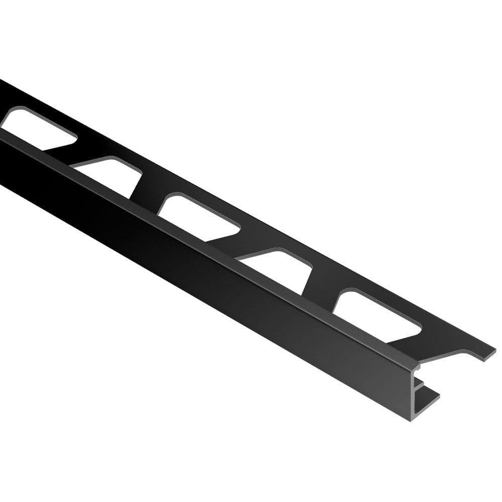 Schiene Bright Black Anodized Aluminum 3/8 in. x 8 ft. 2-1/2 in. Metal Tile Edging Trim - Hercitys