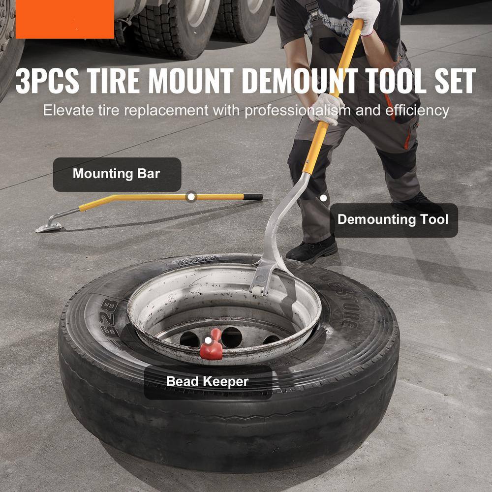 Truck Tire Changer Mount Demount Tool 22.5 in. to 24.5 in. Radial Bias Ply/Tubeless Tire with Extra Bead Keeper, Yellow - Hercitys
