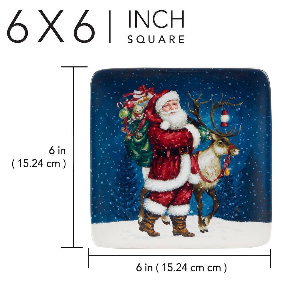 Multi-Colored Santa’s Secret Canape Plate (Set of 4) - Hercitys