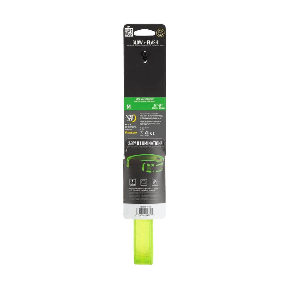 NiteDog – M – Lime/Green Rechargeable LED Collar - Hercitys