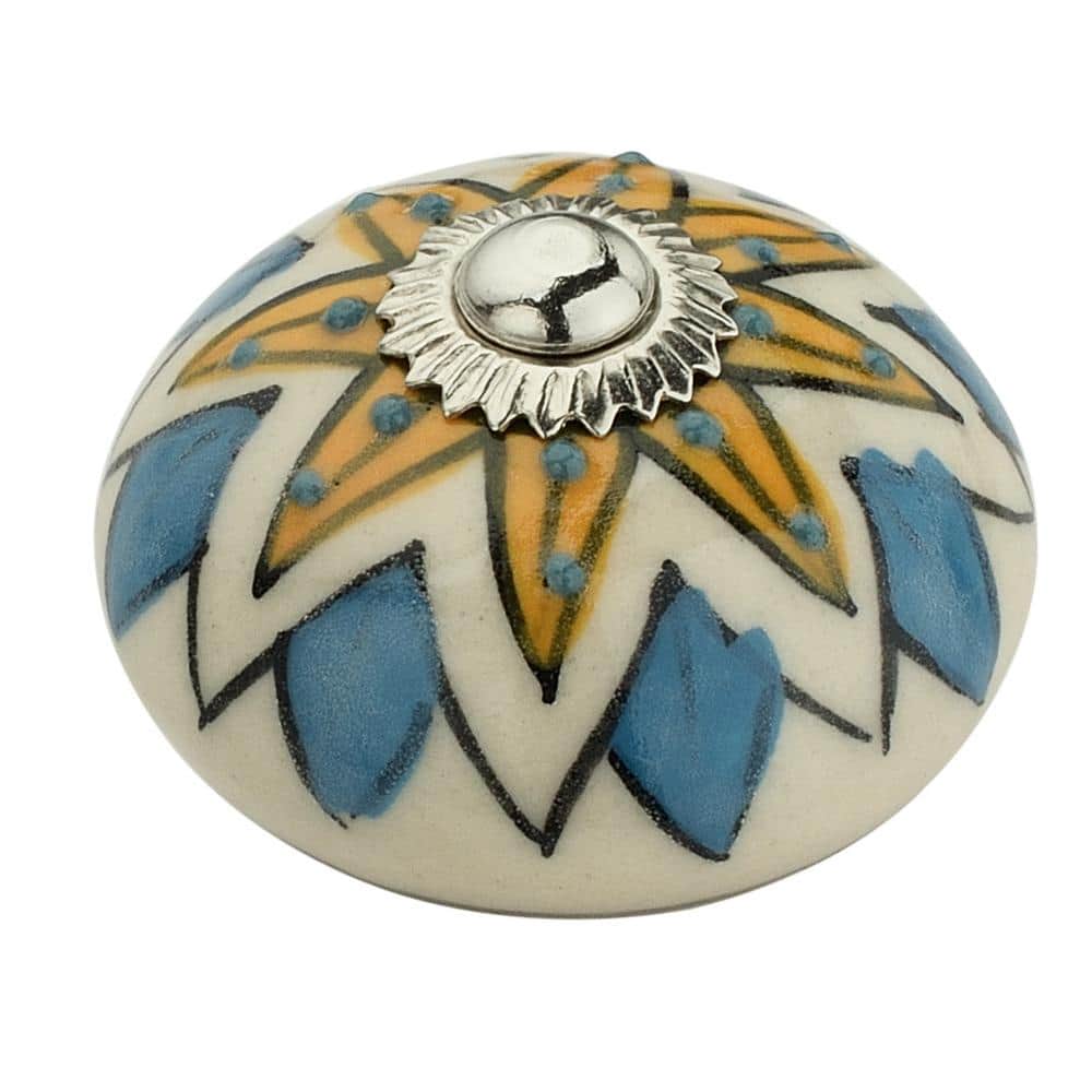 Starred 1-3/5 in. Cream and Multi-Color Cabinet Knob (10-Pack) - Hercitys