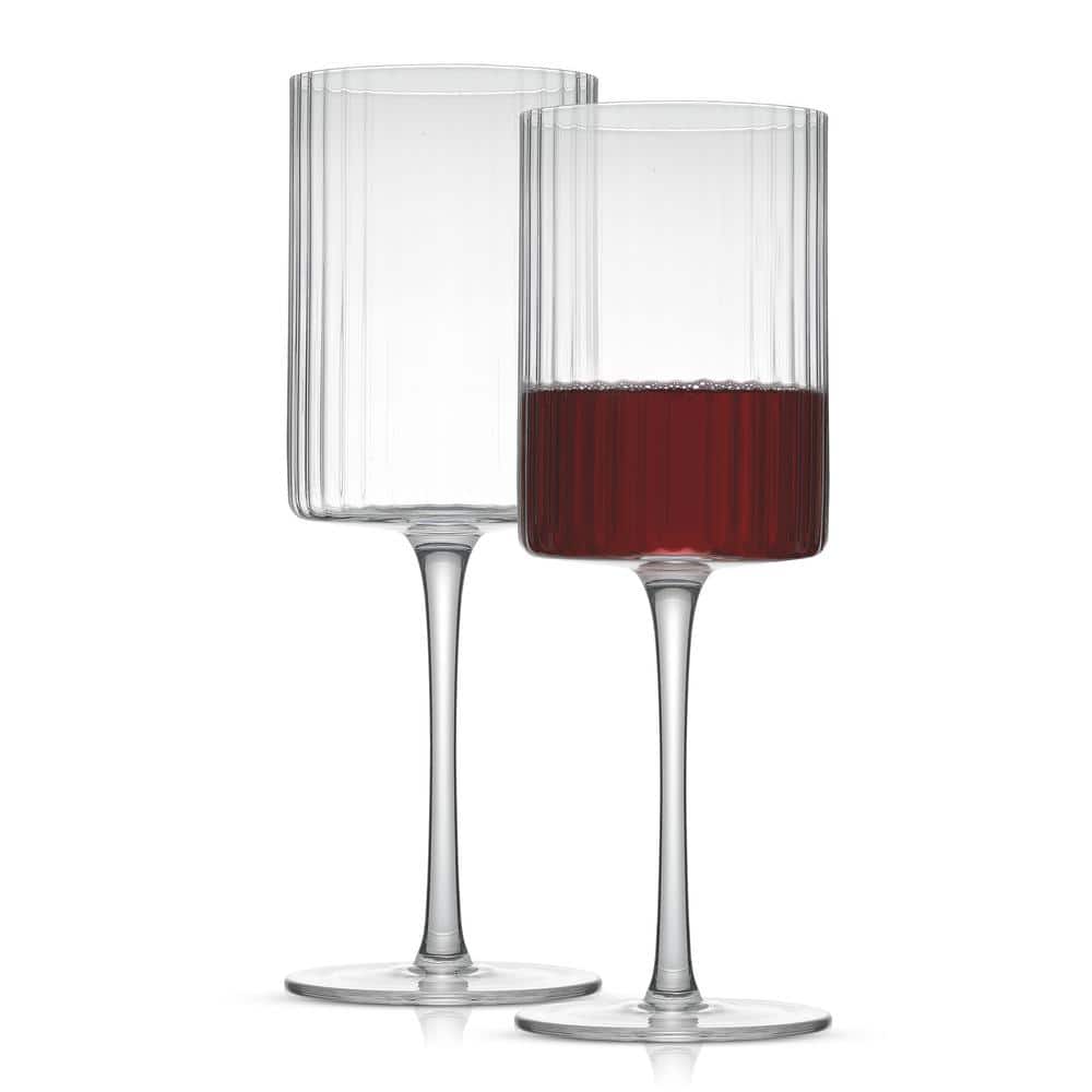 Elle 17.5 oz. Fluted Cylinder Red Wine Glasses Set (Set of 2) - Hercitys