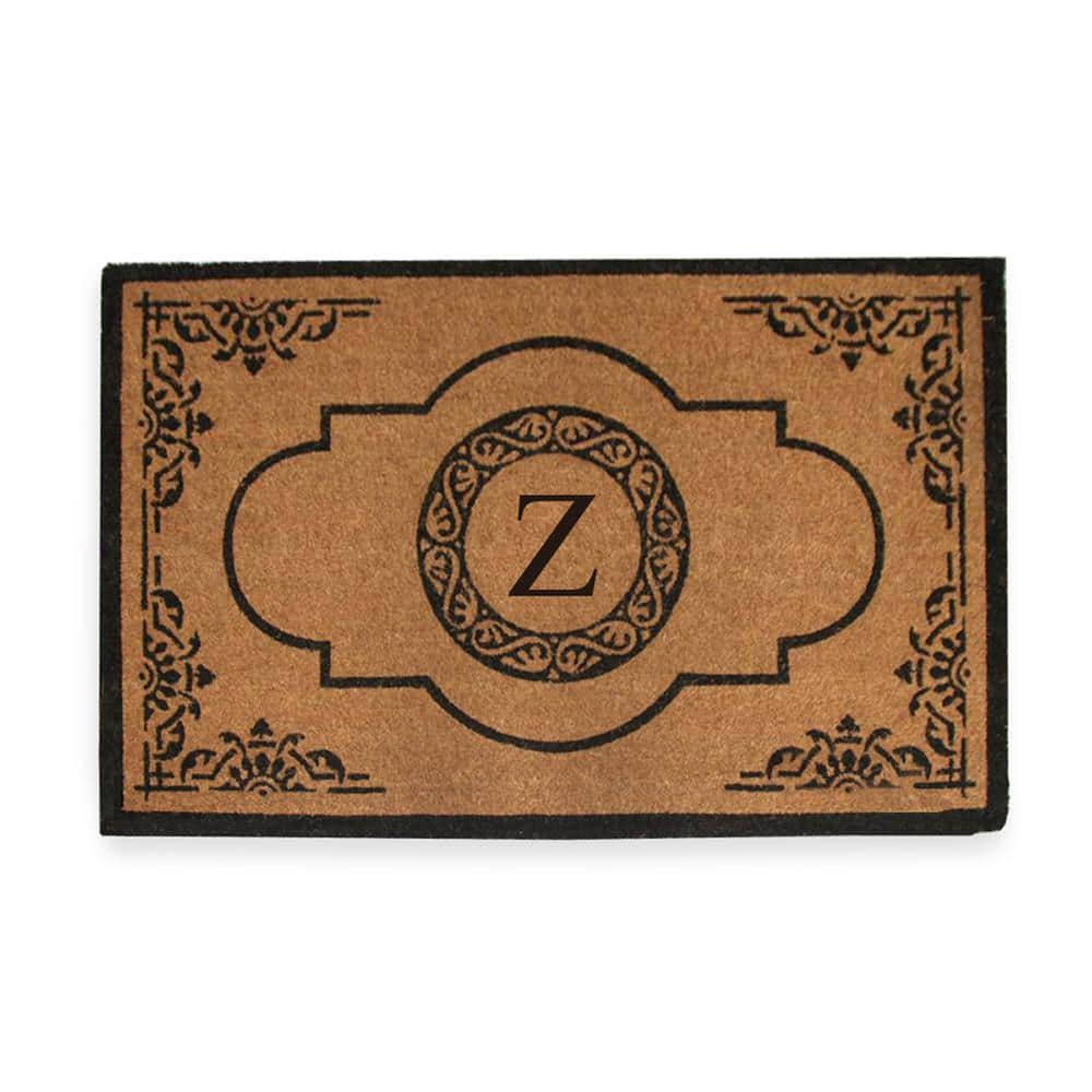 Abrilina Hand Crafted 30 in. x 48 in. Coir Double Border Monogrammed Z Non-Slip Outdoor Door Mat - Hercitys
