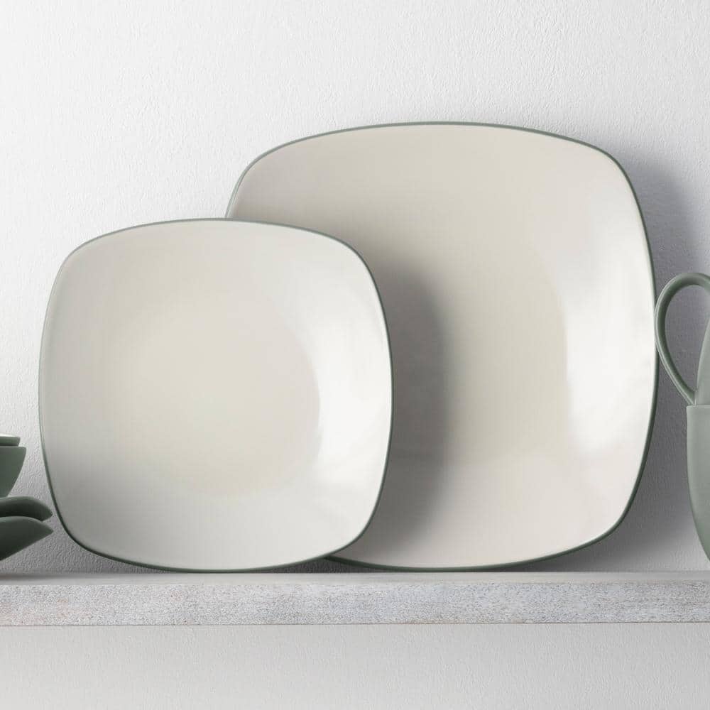 Colorwave Green 4-Piece (Green) Stoneware Square Place Setting, Service for 1 - Hercitys
