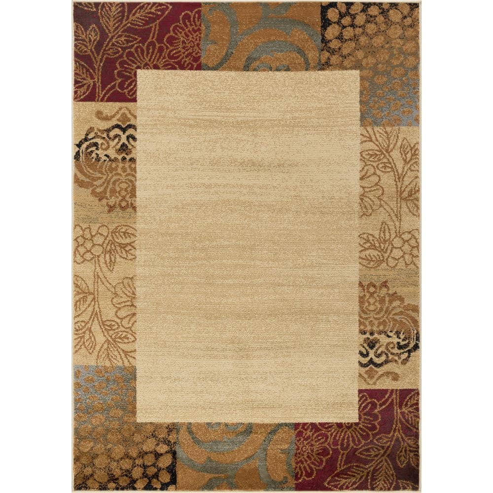 Elegance Floral Beige 5 ft. x 7 ft. Indoor Area Rug - Hercitys
