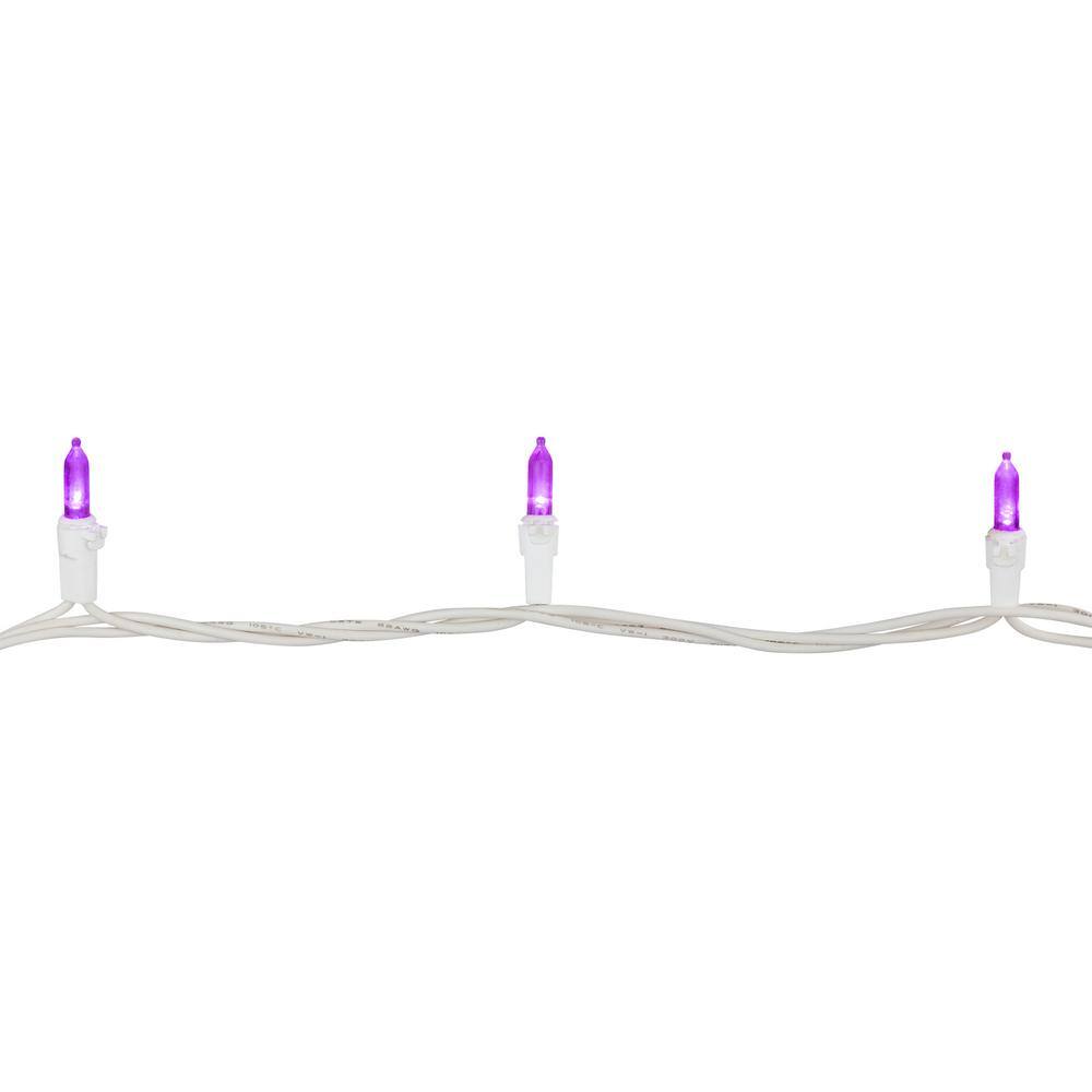 Set of 50 Purple LED Mini Christmas Lights with White Wire - Hercitys